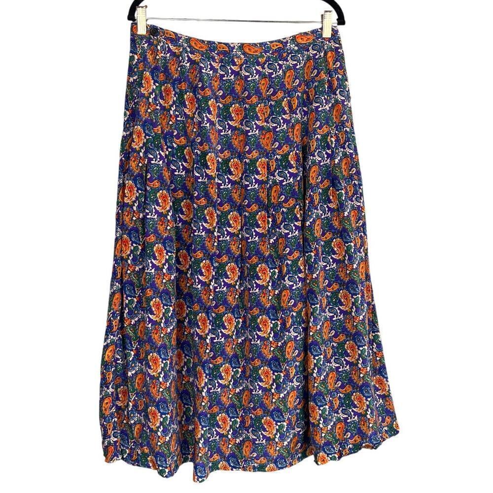 Vintage Nordstrom Freedberg Midi Length Paisley Print Skirt Size 18 - Picture 5 of 7